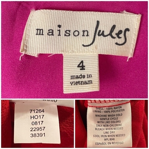 MAISON JULES COLORBLOCK PINK RED SHORT SLEEVE DRAPED TIE JUMPSUIT - Picture 16 of 16